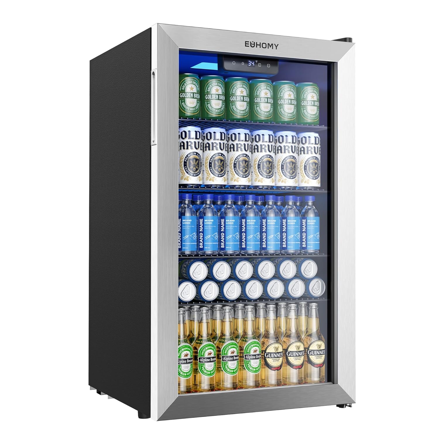 Wine Beer Cooler Fridge - Mini Fridge 130 Can Beverage Refrigerator