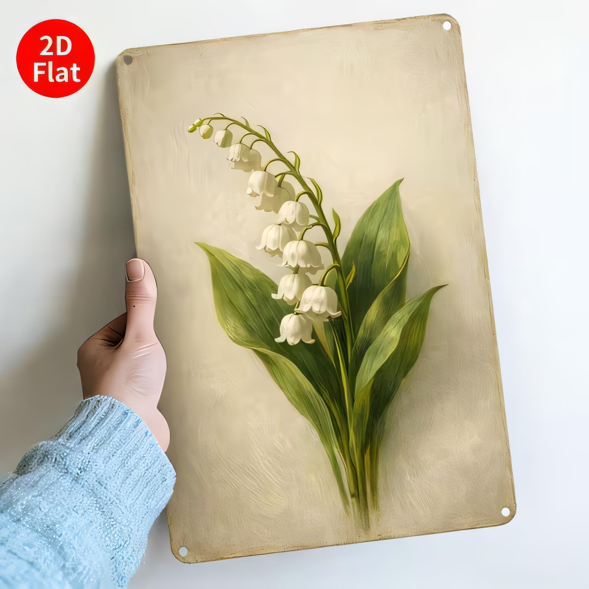 Wine Tag Label - Tin Sign, Vintage Floral Lily of