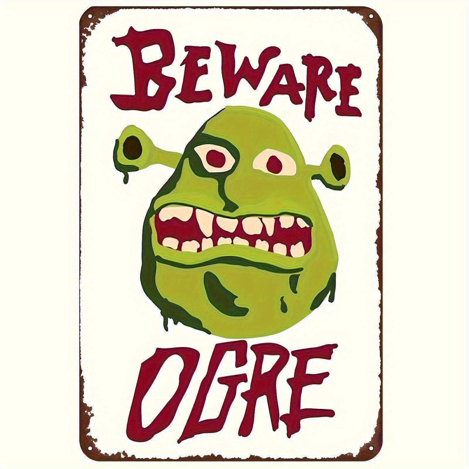Wine Tag Label - Shrek Beware Ogre Metal Tin Sign