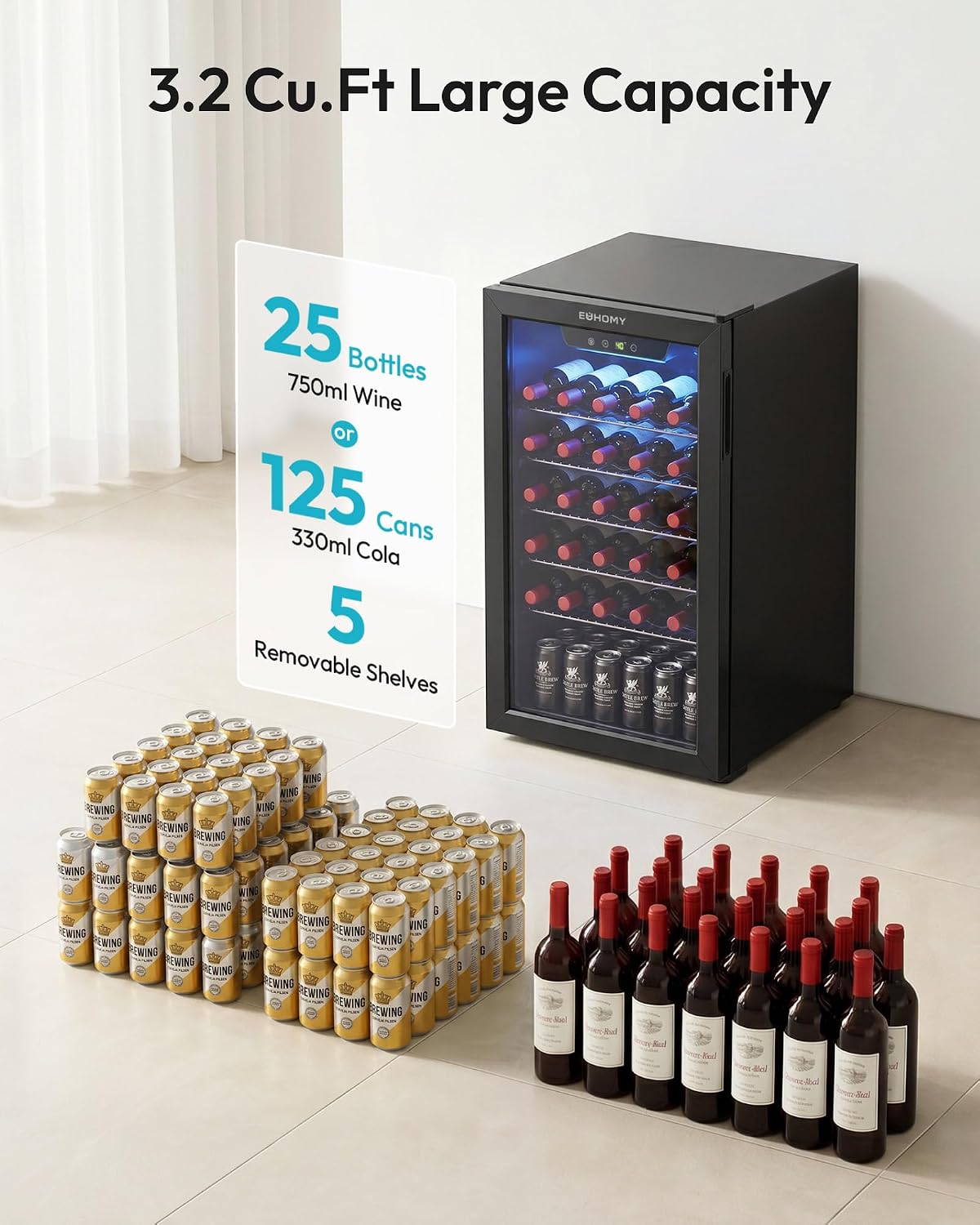 125 Can Beverage Cooler with G - огляд і ціна Wine Beer Cooler Fridge