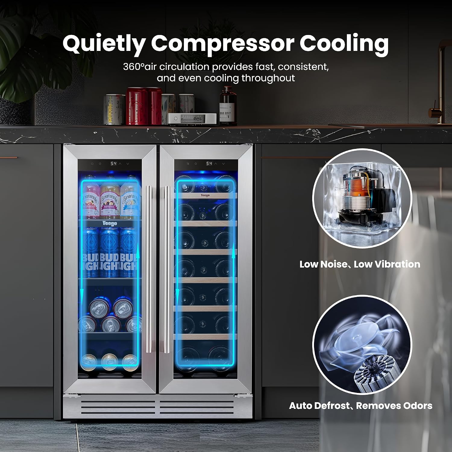 Yeego 24 Inch Wine and Beverag - огляд і ціна Wine Beer Cooler Fridge