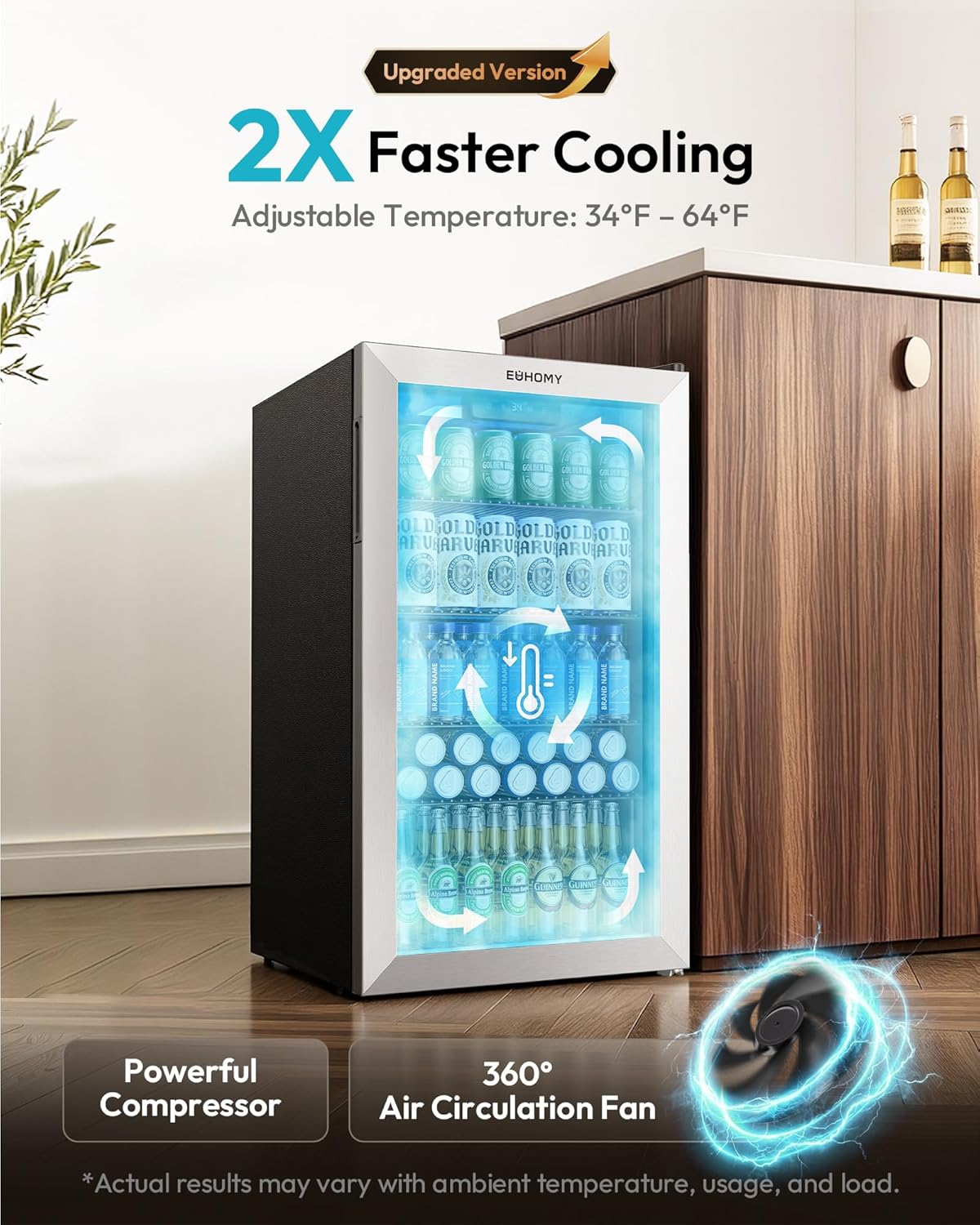 Mini Fridge 130 Can Beverage R - огляд і ціна Wine Beer Cooler Fridge
